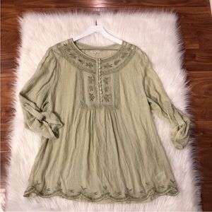Indigo Soul l Gauzy Embroidered Boho Top